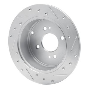 Dodge Attitude Brake Rotor (1) - Rear Left - R1 Concepts - Drilled & Slotted - Silver - `06-`12